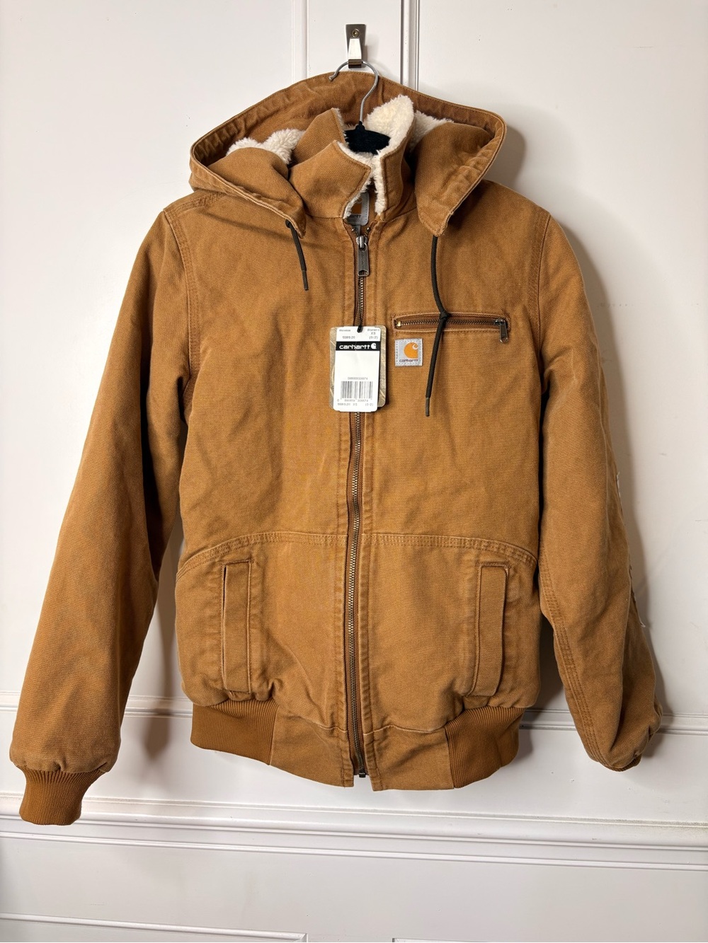 Carhartt women’s Brown Hooded Sherpa-Lined Work Jacket